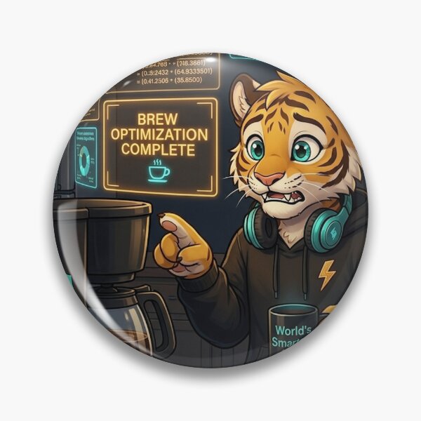 Item preview, Funny AI Tiger Cub Coffee — Optimized Perfect Brew Forgot Press ON — NeoTigLuna designed and sold by NeoTigLuna.