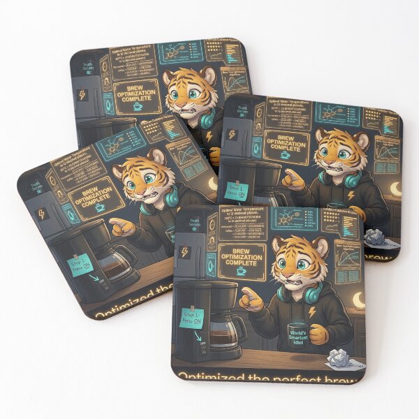Item preview, Funny AI Tiger Cub Coffee — Optimized Perfect Brew Forgot Press ON — NeoTigLuna designed and sold by NeoTigLuna.