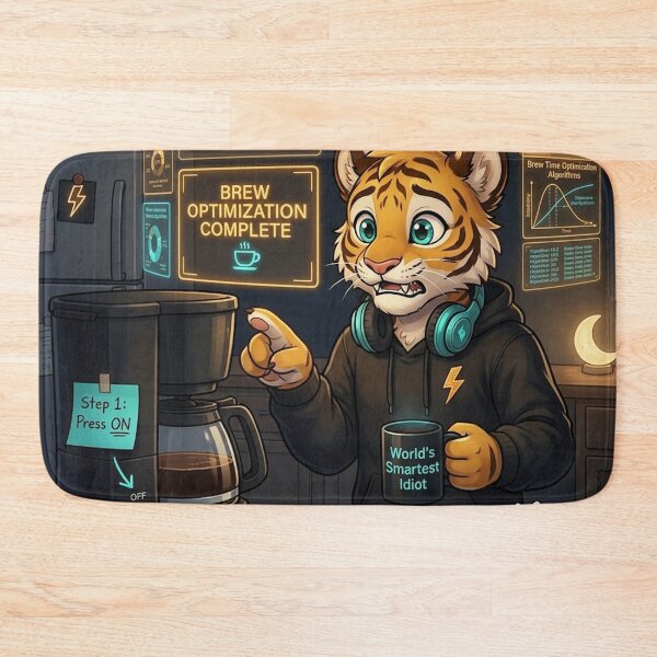 Item preview, Funny AI Tiger Cub Coffee — Optimized Perfect Brew Forgot Press ON — NeoTigLuna designed and sold by NeoTigLuna.