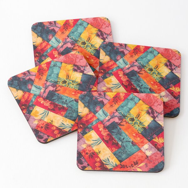 Item preview, Woven Botanical: Diagonal Patchwork Floral Print designed and sold by LiveLearnCreate.