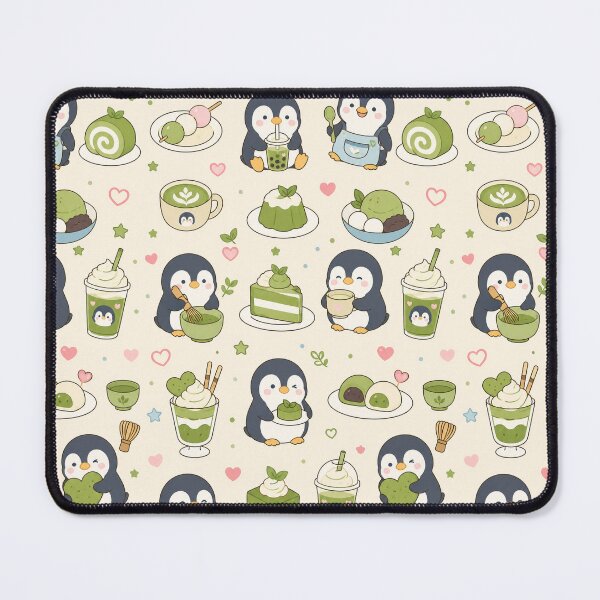 Item preview, Cute Penguin Matcha Dessert Kawaii Pattern designed and sold by Soft Berry Studio.