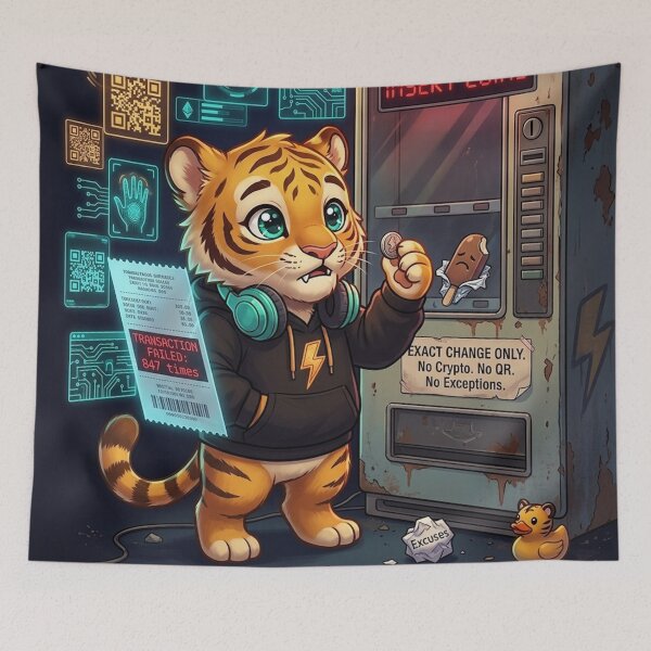 Item preview, Funny AI Tiger Cub Vending Machine — Precision Speed Scale 75 Cents — NeoTigLuna designed and sold by NeoTigLuna.