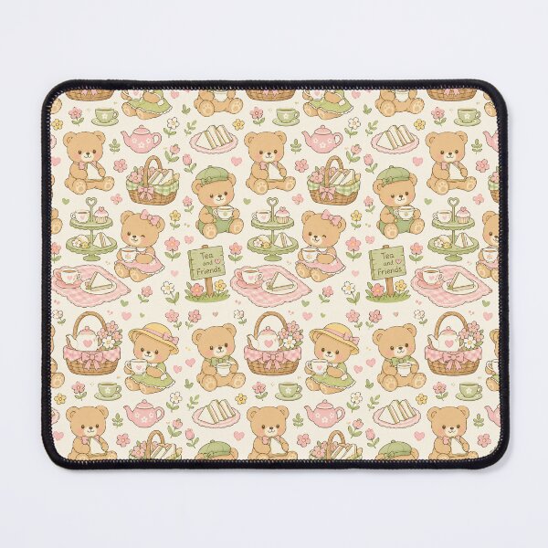 Artikelvorschau, Niedliches Teddybär-Picknick-Tee-Kawaii-Muster entworfen und verkauft von Soft Berry Studio.