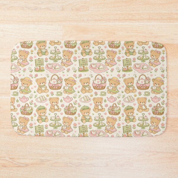 Item preview, Cute Teddy Bear Picnic Tea Kawaii Pattern designed and sold by Soft Berry Studio.