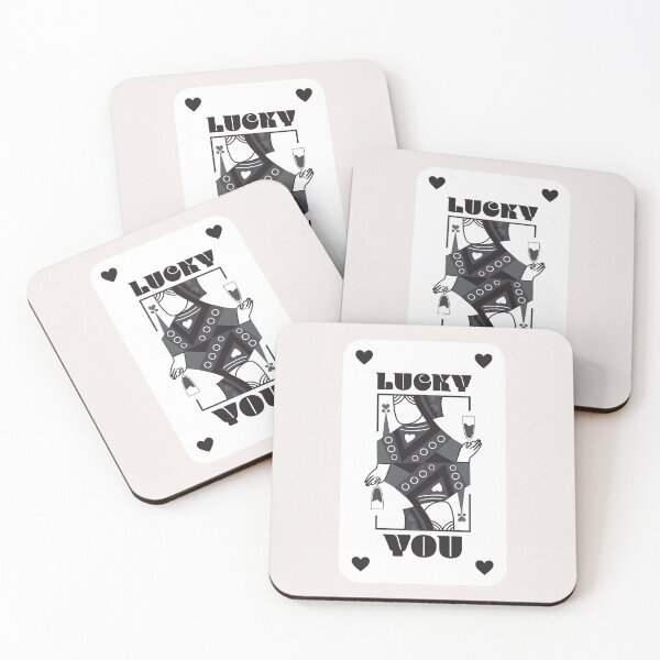 Item preview, Trendy Retro Queen of Hearts Playing Card ft. Lucky You Quote, Law of Attraction Vibes, Positive Affirmations designed and sold by SpringTeaDesigns.