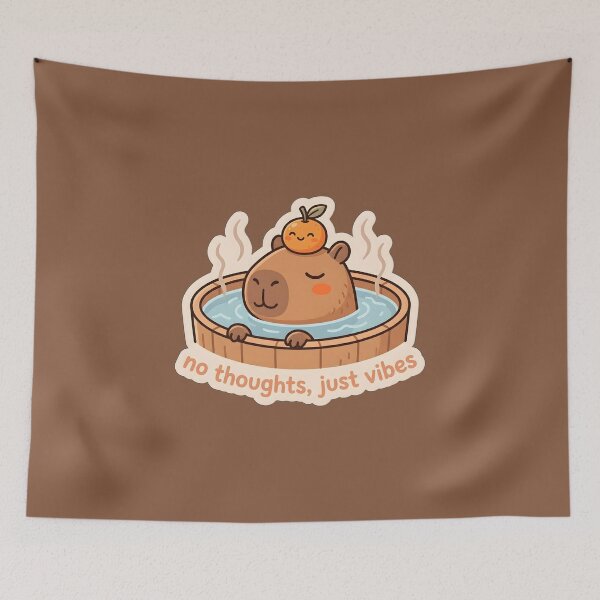 Item preview, Capybara No Thoughts Just Vibes - Hot Spring designed and sold by Nelloo12.