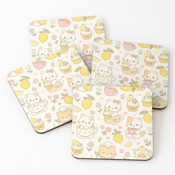 Item preview, Cute Cat Lemon Bakery Kawaii Pattern designed and sold by Soft Berry Studio.