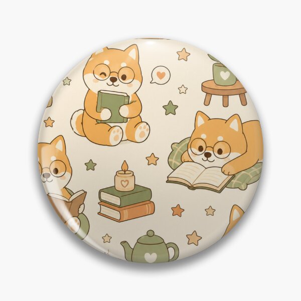 Item preview, Cute Shiba Cozy Reading Kawaii Pattern designed and sold by Soft Berry Studio.