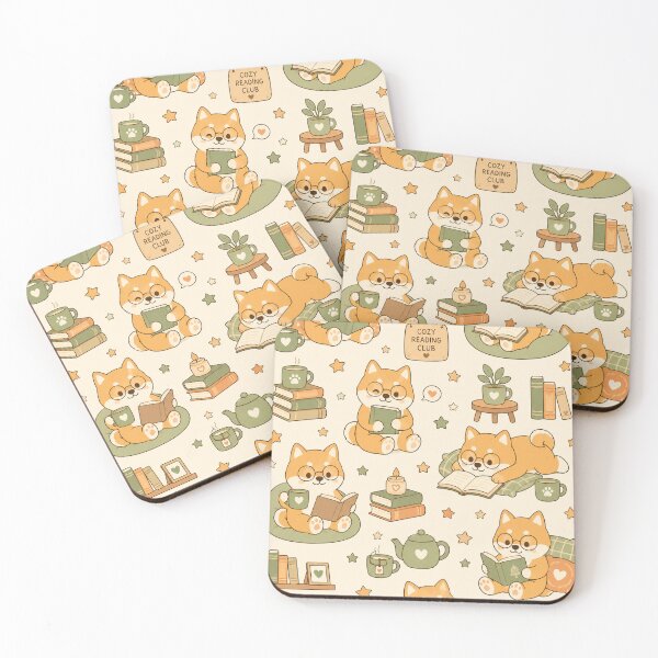 Item preview, Cute Shiba Cozy Reading Kawaii Pattern designed and sold by Soft Berry Studio.