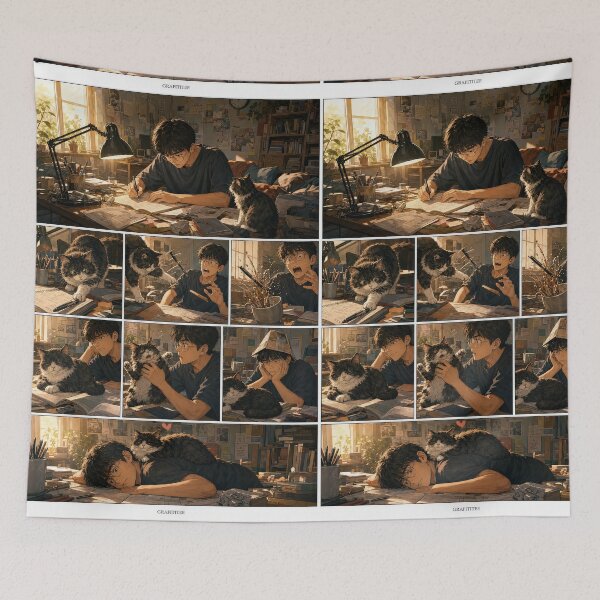 Item preview, Student Life Cozy Reading Room Comic Print designed and sold by Grafititee.