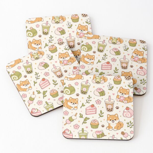Item preview, Cute Shiba Matcha Dessert Kawaii Pattern designed and sold by Soft Berry Studio.