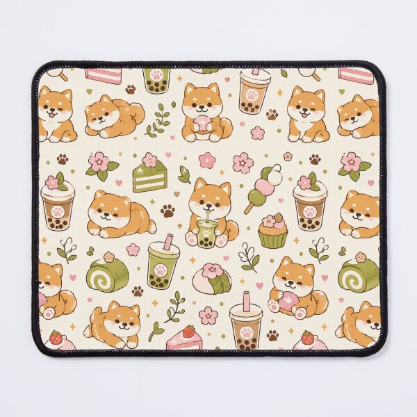 Item preview, Cute Shiba Matcha Dessert Kawaii Pattern designed and sold by Soft Berry Studio.