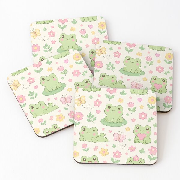 Item preview, Cute Frog Spring Flower Kawaii Pattern designed and sold by Soft Berry Studio.