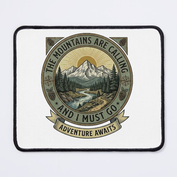 Item preview, The Mountains Are Calling Vintage Adventure Emblem T-Shirt Design designed and sold by rajmatrix007.