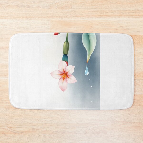 Item preview, Watercolor Pink Flower with Dripping Leaf designed and sold by Vida e Arte.