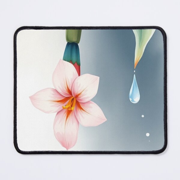 Item preview, Watercolor Pink Flower with Dripping Leaf designed and sold by Vida e Arte.