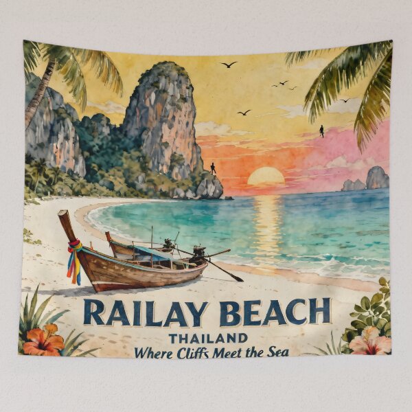 Item preview, Railay Beach Thailand Vintage Travel Poster | Spirit of Siam Collection designed and sold by Spirit of Siam.