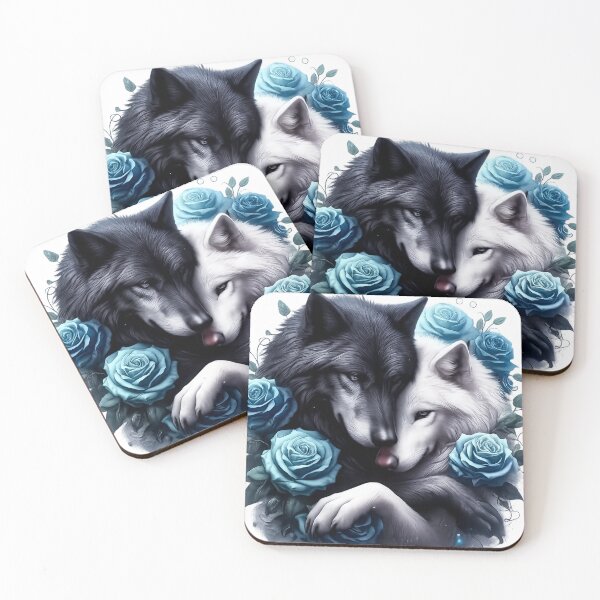 Item preview, Eternal Bond Wolves & Blue Roses designed and sold by INKRebelGraphic.