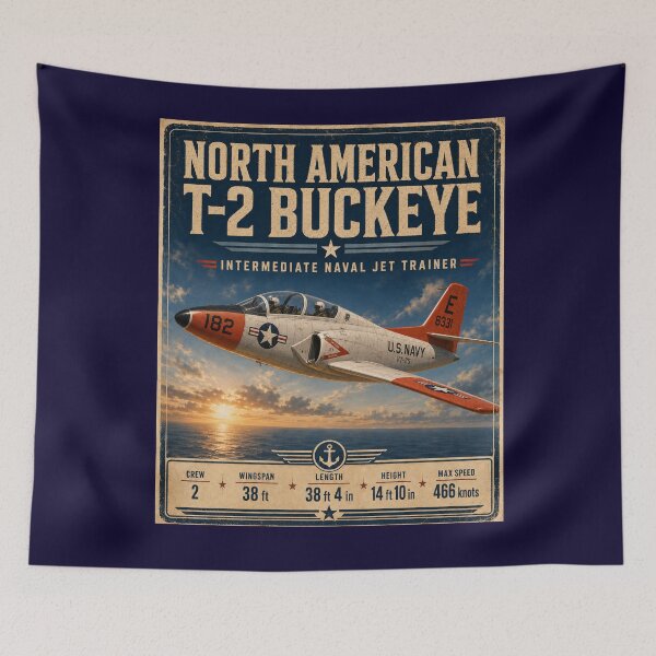 Item preview, North American T-2 Buckeye Intermediate Naval Jet Trainer Vintage Aviation Graphicz designed and sold by Swanny's Custom T-shirt and Gift Designs.