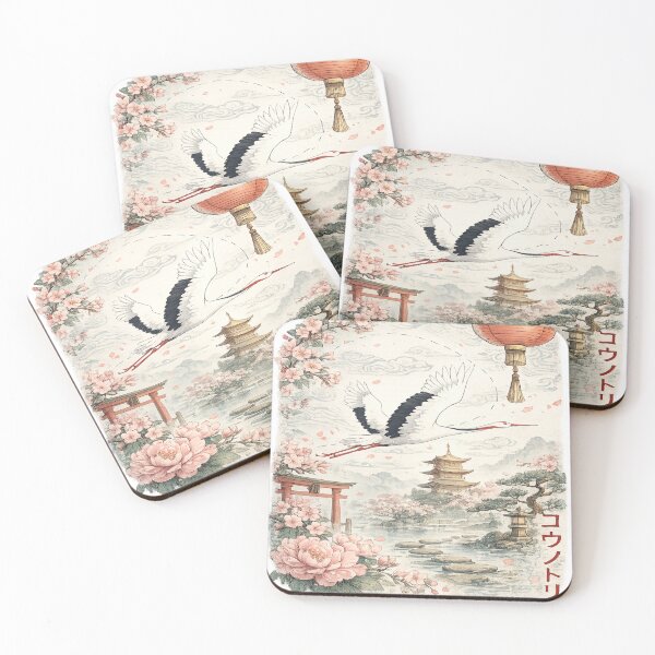 Item preview, Vintage Japanese Crane Mountain Sakura Art designed and sold by ATMAS SHOP.