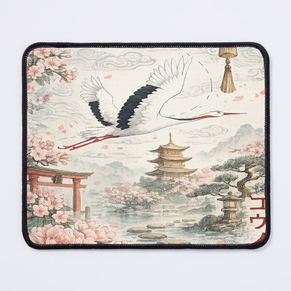 Item preview, Vintage Japanese Crane Mountain Sakura Art designed and sold by ATMAS SHOP.