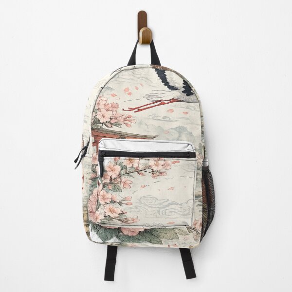 Item preview, Vintage Japanese Crane Mountain Sakura Art designed and sold by ATMAS SHOP.