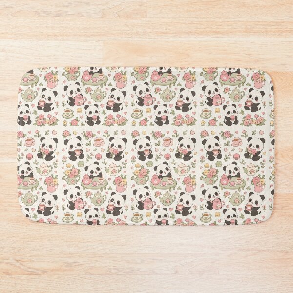 Item preview, Cute Panda Flower Tea House Kawaii Pattern designed and sold by Soft Berry Studio.