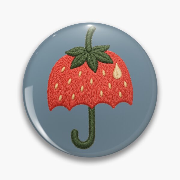 Item preview, Strawberry Umbrella Embroidered-Style Left Chest Emblem designed and sold by POD DYNASTY | Original Print On Demand T-Shirt Graphics.