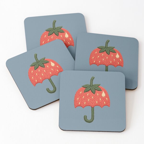 Item preview, Strawberry Umbrella Embroidered-Style Left Chest Emblem designed and sold by POD DYNASTY | Original Print On Demand T-Shirt Graphics.