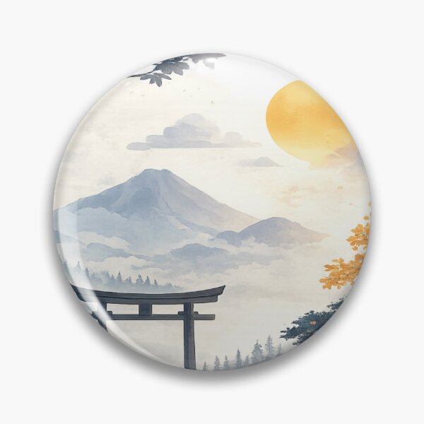 Item preview, Japanese Torii Gate Mountain Watercolor Art designed and sold by ATMAS SHOP.