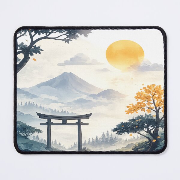 Item preview, Japanese Torii Gate Mountain Watercolor Art designed and sold by ATMAS SHOP.