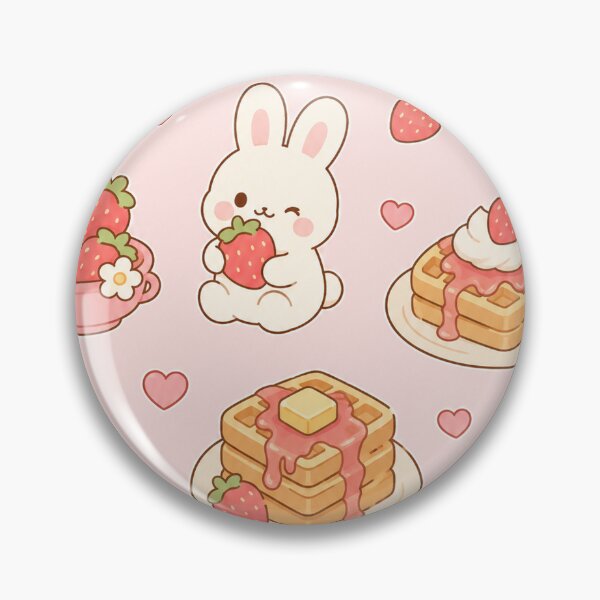Item preview, Cute Bunny Strawberry Waffle Kawaii Pattern designed and sold by Soft Berry Studio.