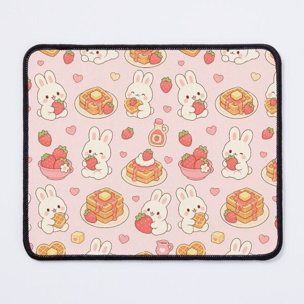 Item preview, Cute Bunny Strawberry Waffle Kawaii Pattern designed and sold by Soft Berry Studio.