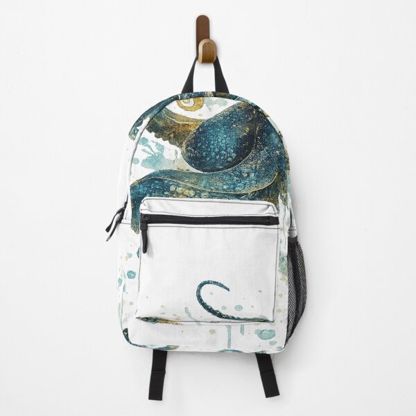 Item preview, Vintage Teal and Gold Octopus Watercolor Art designed and sold by ATMAS SHOP.