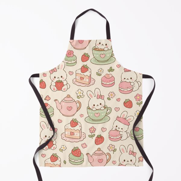 Item preview, Bunny Strawberry Tea Party Kawaii Pattern designed and sold by Soft Berry Studio.