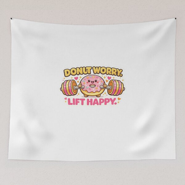 Item preview, Donut Worry Lift Happy Funny Gym Pun designed and sold by Digistore1221.