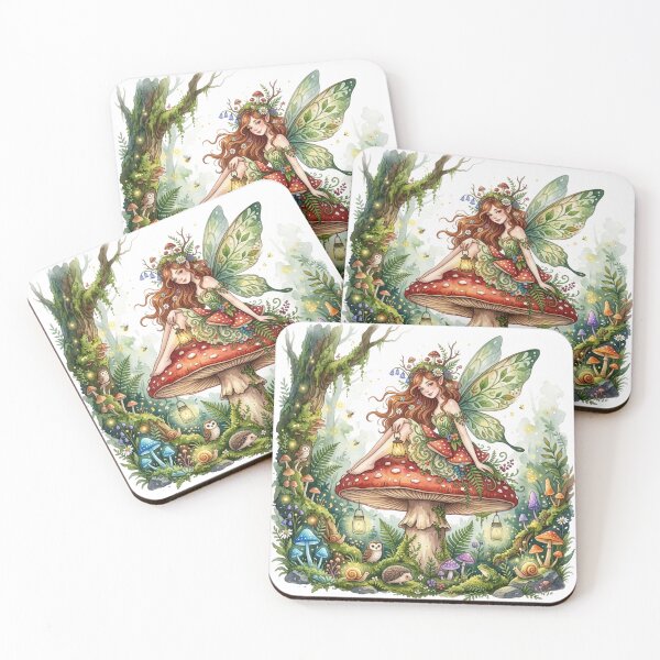 Item preview, Enchanted Toadstool Fairy Haven – Whimsical Woodland Watercolor Fantasy Art designed and sold by Dream Bloom Gallery.