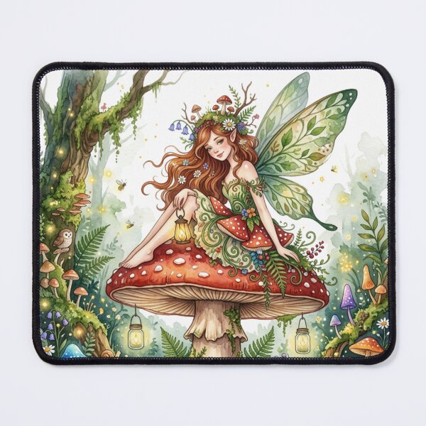 Item preview, Enchanted Toadstool Fairy Haven – Whimsical Woodland Watercolor Fantasy Art designed and sold by Dream Bloom Gallery.