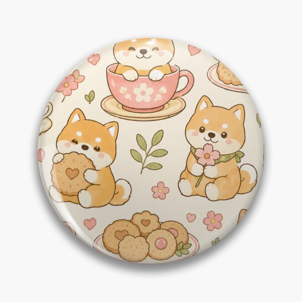Item preview, Shiba Tea Biscuit Kawaii Pattern designed and sold by Soft Berry Studio.