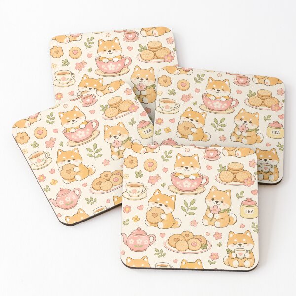 Item preview, Shiba Tea Biscuit Kawaii Pattern designed and sold by Soft Berry Studio.