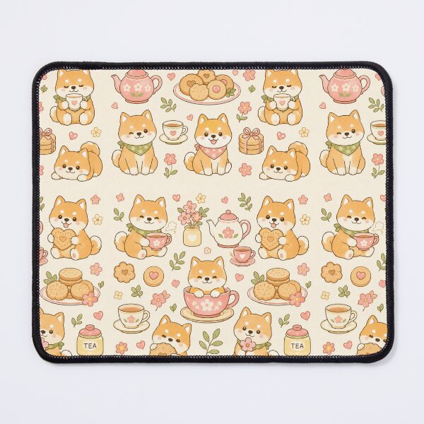 Item preview, Shiba Tea Biscuit Kawaii Pattern designed and sold by Soft Berry Studio.