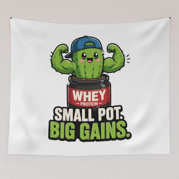 Item preview, Small Pot Big Gains Funny Gym Cactus designed and sold by Digistore1221.