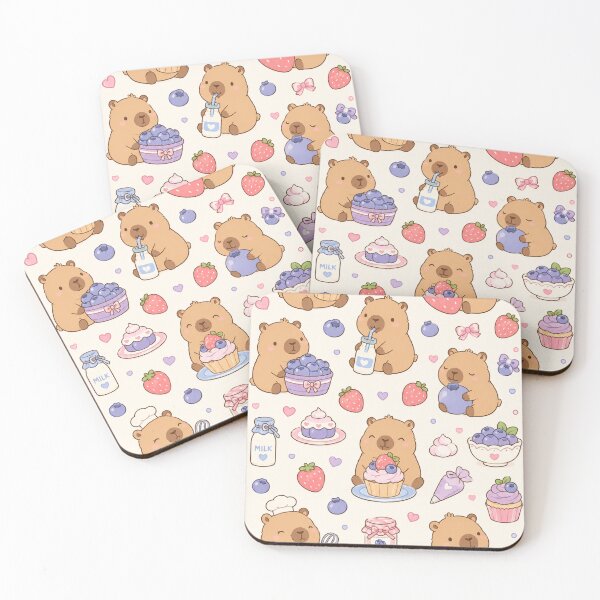 Item preview, Capybara Berry Bakery Kawaii Pattern designed and sold by Soft Berry Studio.