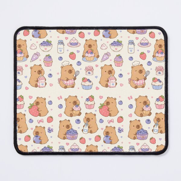Item preview, Capybara Berry Bakery Kawaii Pattern designed and sold by Soft Berry Studio.