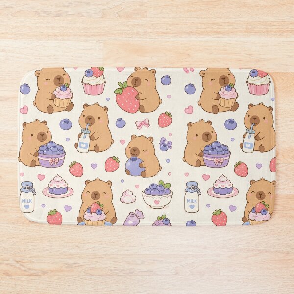 Item preview, Capybara Berry Bakery Kawaii Pattern designed and sold by Soft Berry Studio.