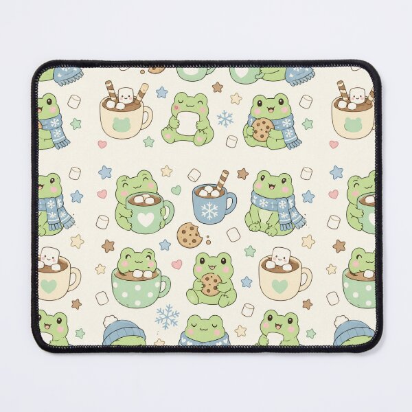 Item preview, Frog Cozy Cocoa Winter Kawaii Pattern designed and sold by Soft Berry Studio.