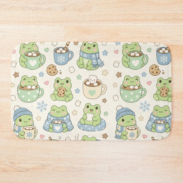 Item preview, Frog Cozy Cocoa Winter Kawaii Pattern designed and sold by Soft Berry Studio.