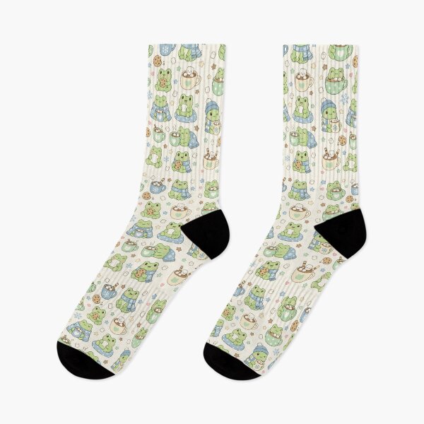 Item preview, Frog Cozy Cocoa Winter Kawaii Pattern designed and sold by Soft Berry Studio.
