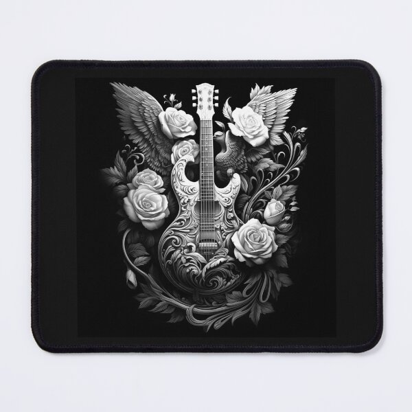 Item preview, Gothic Guitar with Roses and Angel Wings designed and sold by inkoutninja.