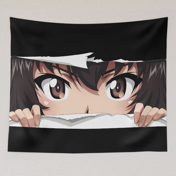 Item preview, Yukari Akiyama Girls Und Panzer Brown Eyes Peeker Torn Paper Close Up designed and sold by PMartistStudio.